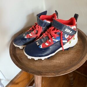 Under Armour Kids' Navy and Red cleats